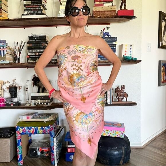 Hermes Escales Méditerranéennes Mousseline Fish Aquatic Pink Scarf Shawl - Picture 2 of 13